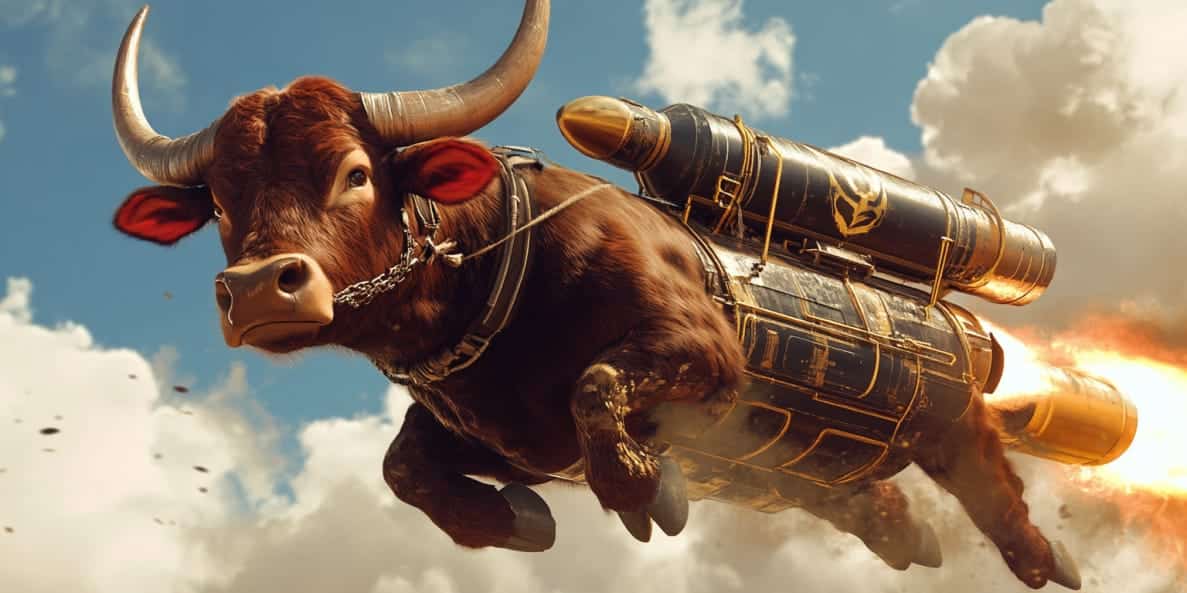 a bull attached to a rocket engine