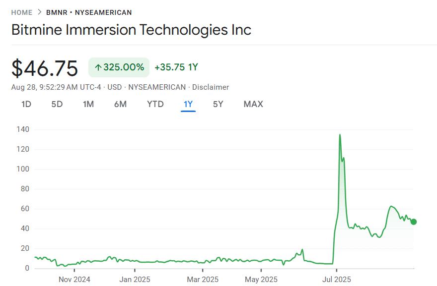 Crypto Treasury Companies: A New Wave of Compounding Crypto Investments? BitMine share chart