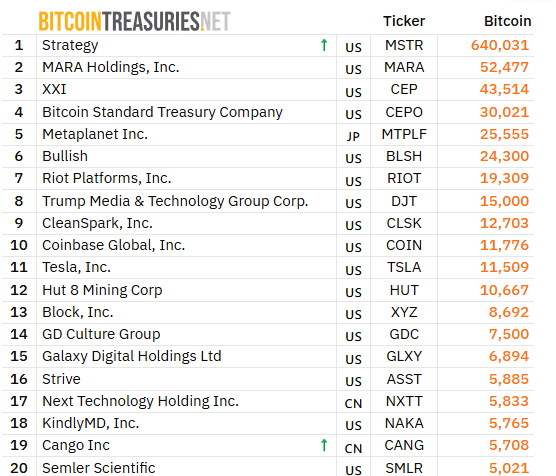 Bitcoin Gets a New Treasury Model With $100M BTCS Raise Top 20 corporate BTC holders