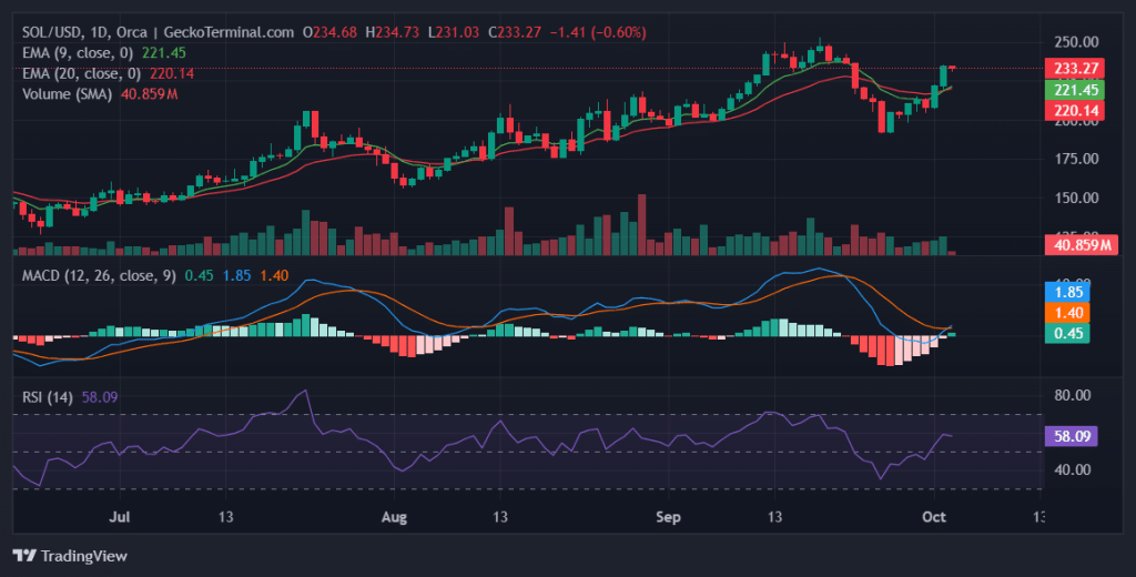 Daily chart for SOL/USD