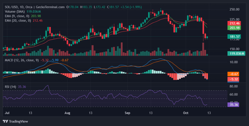 Daily chart for SOL/USD