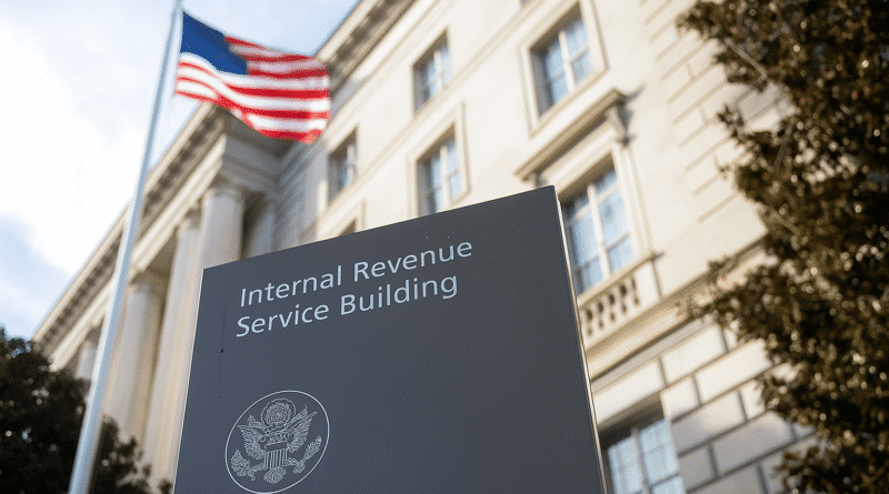 IRS building with US flag