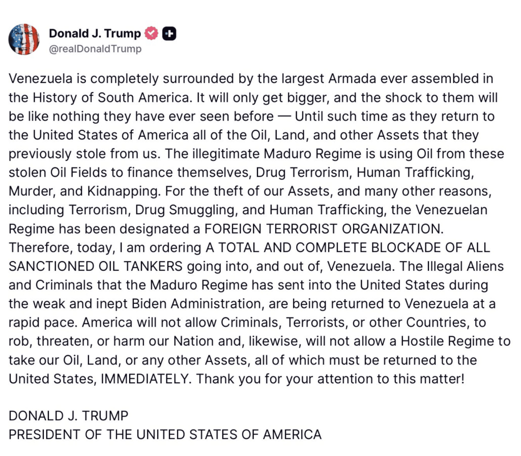 Trump’s comments on Venezuela