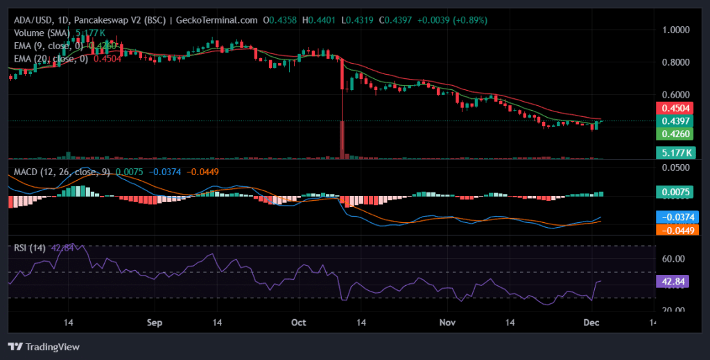 Daily chart for ADA/USD