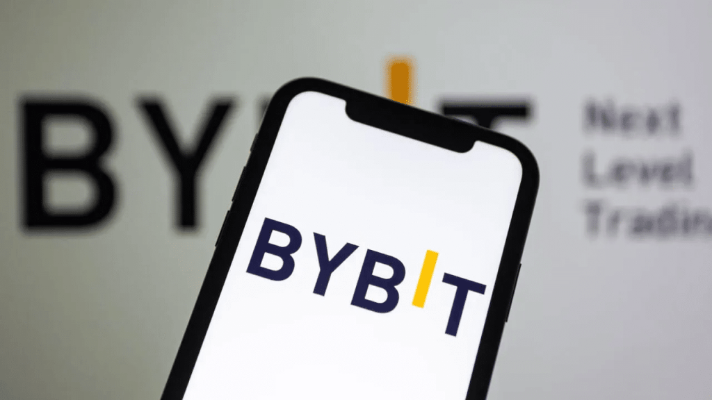 A phone screen with the Bybit logo