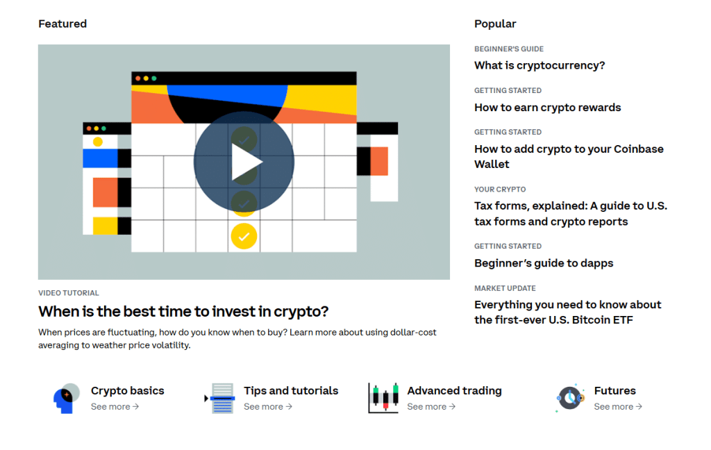 Coinbase Learn screen