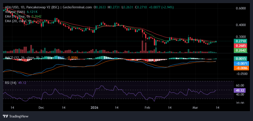 Daily chart for ADA/USD